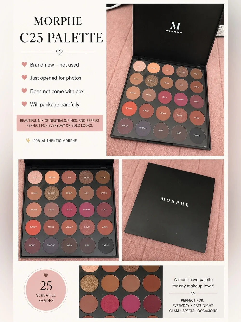 Morphe C25 Eyeshadow Palette — Cream, Pink, Brown & Berry Mix